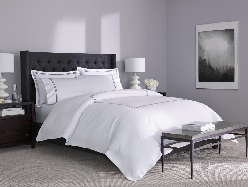 Hotel Luxury Sheet Set-White with Black Stitching