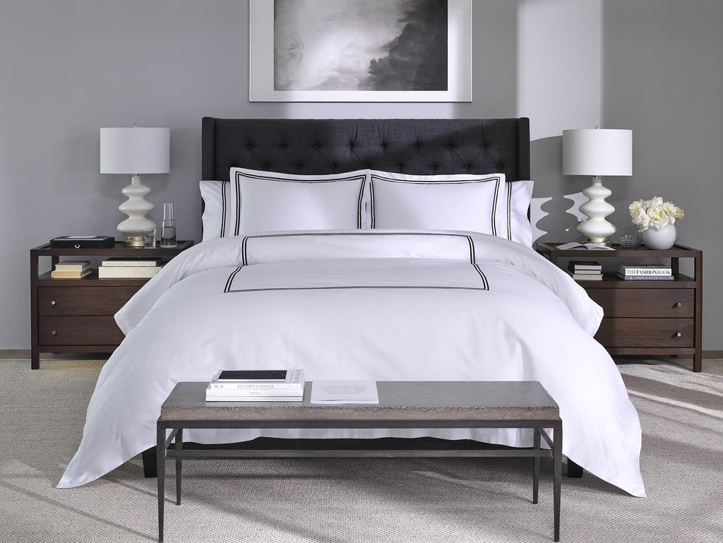 Hotel Luxury Sheet Set-White with Black Stitching
