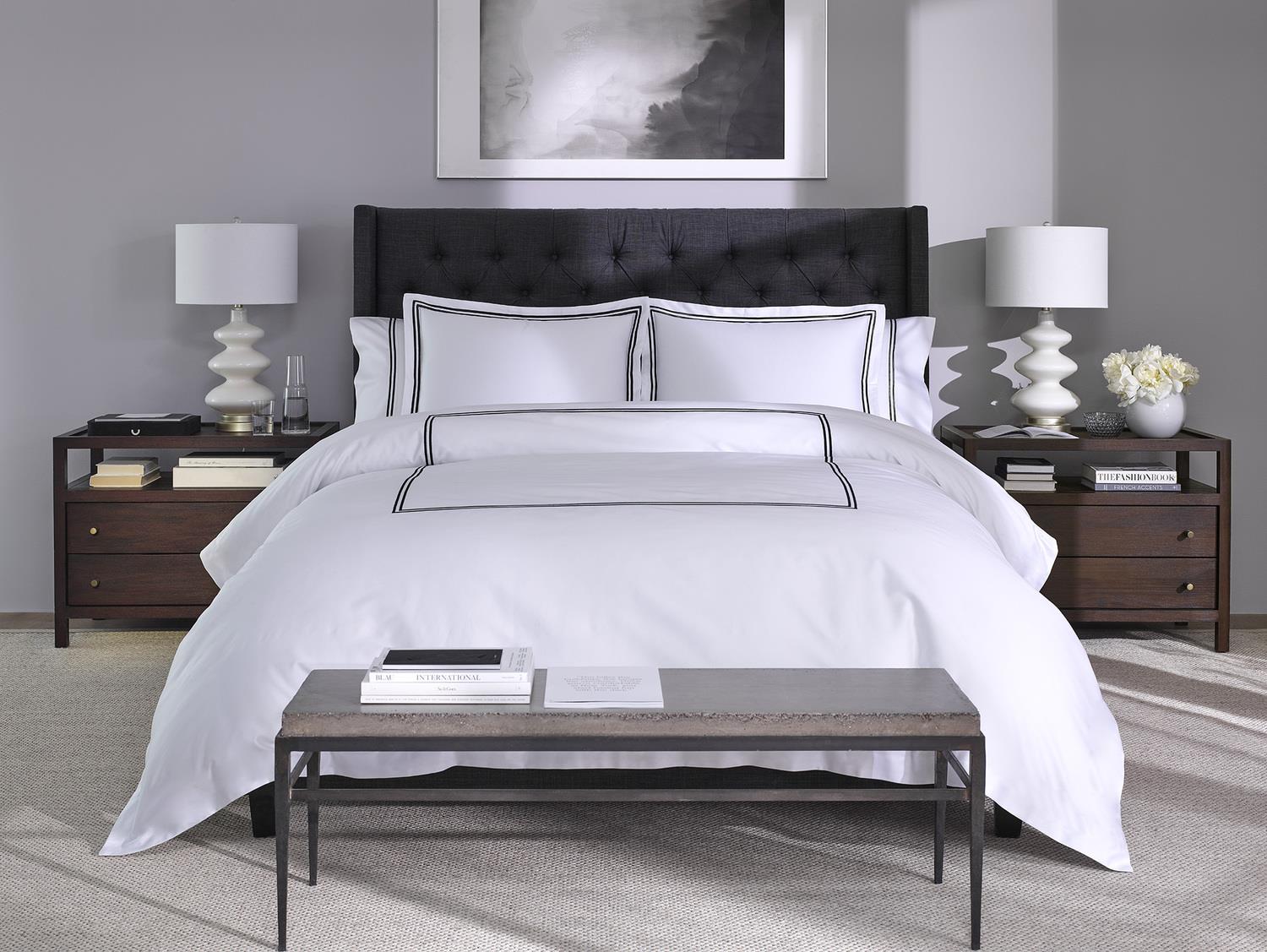 Hotel Luxury Sheet Set-White with Black Stitching
