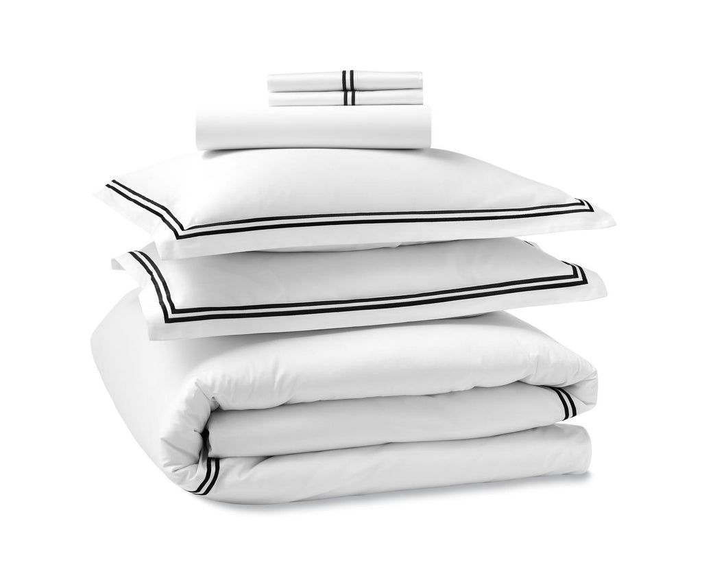 Hotel Luxury Sheet Set-White with Black Stitching
